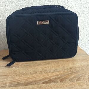 Vera Bradley Luggage Large Brush Makeup Case in Black with Print Cosmetic Bag